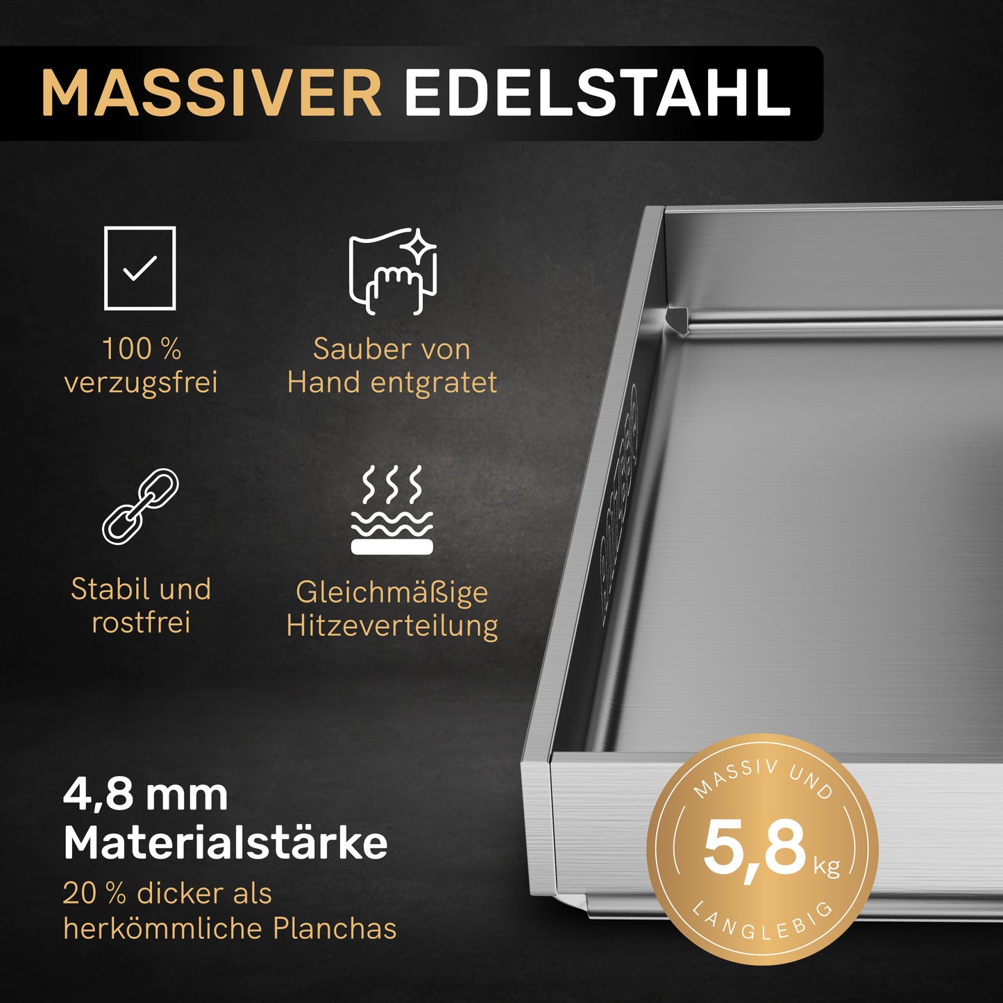 AMZBBQ® Premium Edelstahl Plancha Set 5 mm