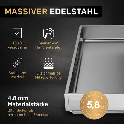 AMZBBQ® Premium Edelstahl Plancha Set 5 mm