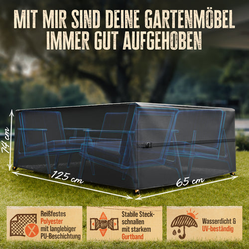 AMZBBQ Gartenmöbel-Abdeckung 125 × 65 × 74 cm, eigene Maßgrafik