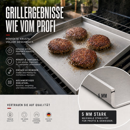 AMZBBQ Burger auf der geschlossenen Plancha ohne Ablauföffnung