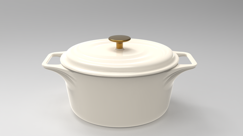 Produktvisualisierung: AMZBBQ Brotbacktopf Emaille – ca. 5 L, Beige aus vorhandenen AMZBBQ Projektunterlagen