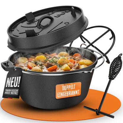 AMZBBQ® Dutch Oven 9L – Gusseisen Feuertopf