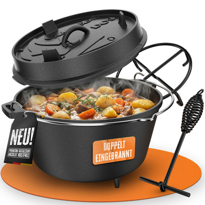 AMZBBQ® Dutch Oven 9L – Gusseisen Feuertopf