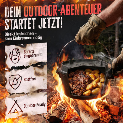 AMZBBQ® Dutch Oven 9L – Gusseisen Feuertopf