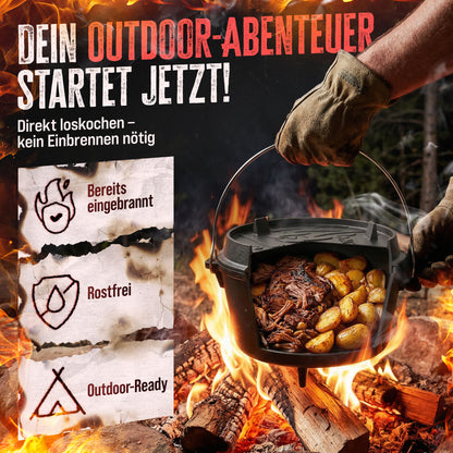 AMZBBQ® Dutch Oven 9L – Gusseisen Feuertopf