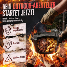 Laden Sie das Bild in den Galerie-Viewer, AMZBBQ® Dutch Oven 9L – Gusseisen Feuertopf
