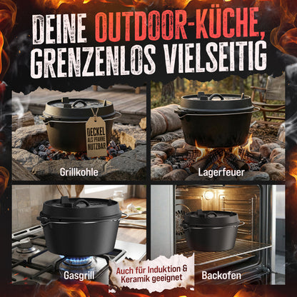AMZBBQ® Dutch Oven 9L – Gusseisen Feuertopf