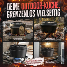 Laden Sie das Bild in den Galerie-Viewer, AMZBBQ® Dutch Oven 9L – Gusseisen Feuertopf
