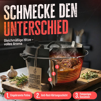AMZBBQ® Dutch Oven 9L – Gusseisen Feuertopf