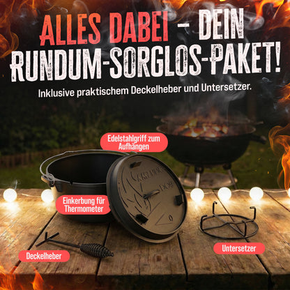 AMZBBQ® Dutch Oven 9L – Gusseisen Feuertopf