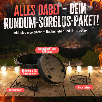 AMZBBQ® Dutch Oven 9L – Gusseisen Feuertopf