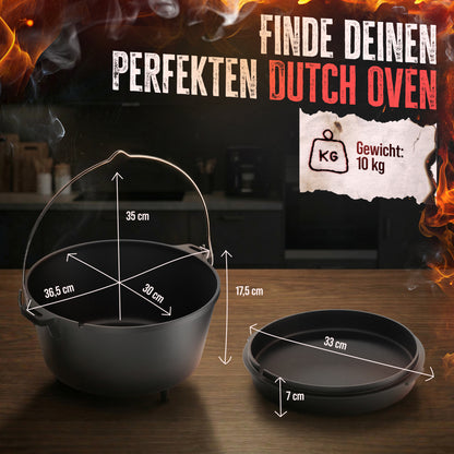 AMZBBQ® Dutch Oven 9L – Gusseisen Feuertopf