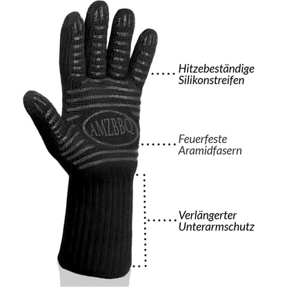 AMZBBQ Premium Grillhandschuhe hitzebeständig bis 500°C - amzbbq
