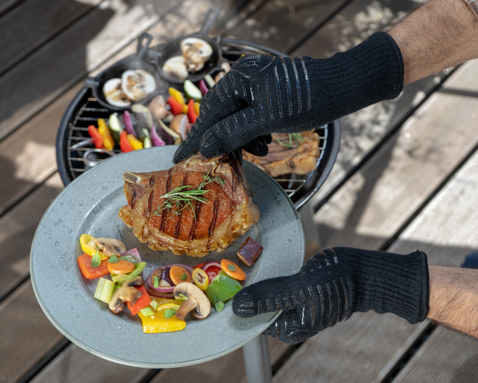 AMZBBQ® Grillhandschuhe 500 °C – hitzebeständig