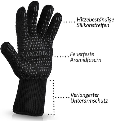 AMZBBQ Premium Grillhandschuhe hitzebeständig bis 500°C - amzbbq